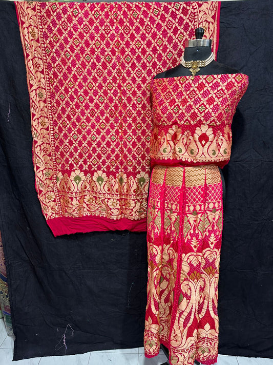 Kinjal bandhani Meenakari lehanga choli - Saffronfashionindia