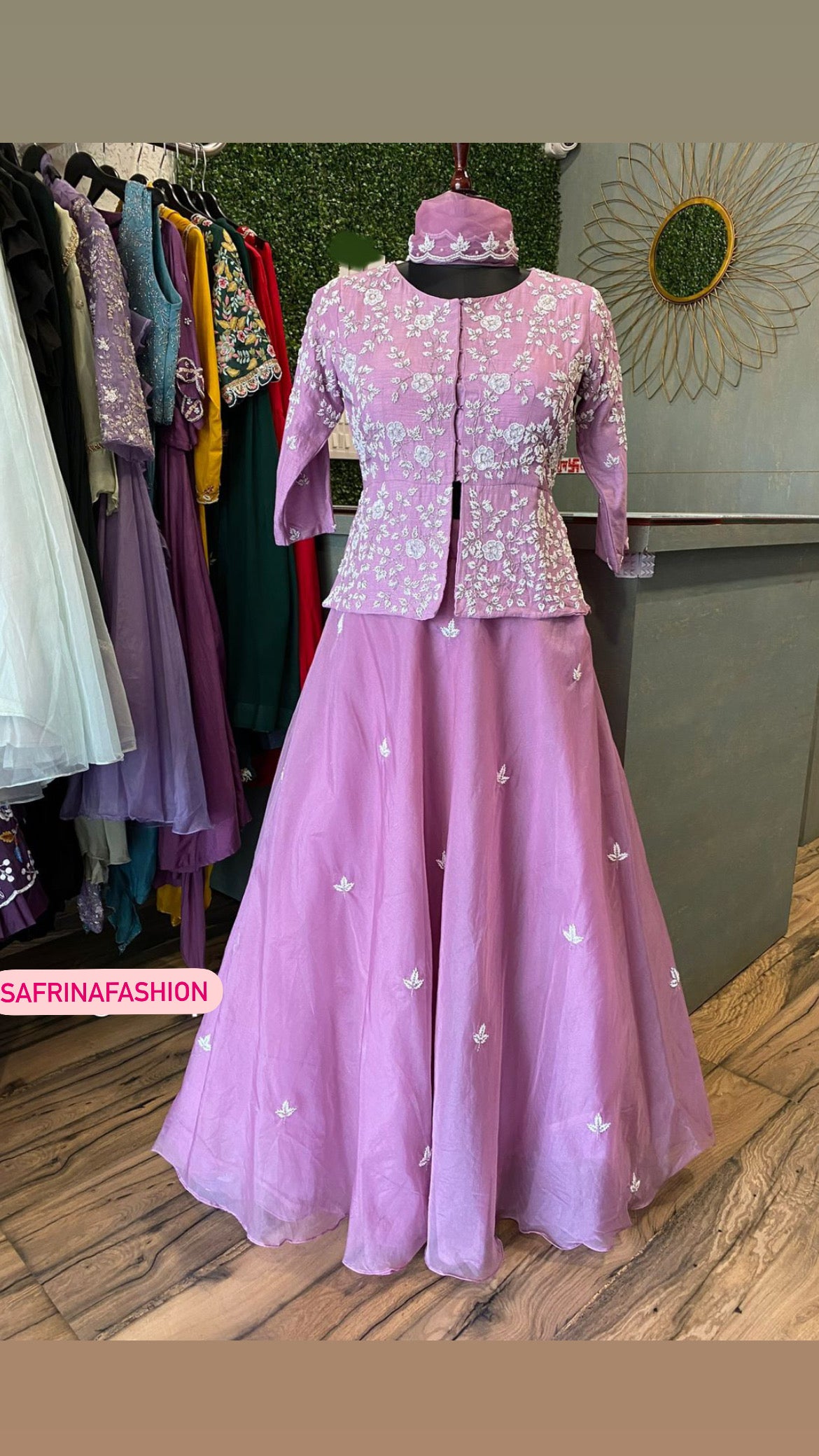 Lavender inspired peplum styled indowestern dress - Saffronfashionindia