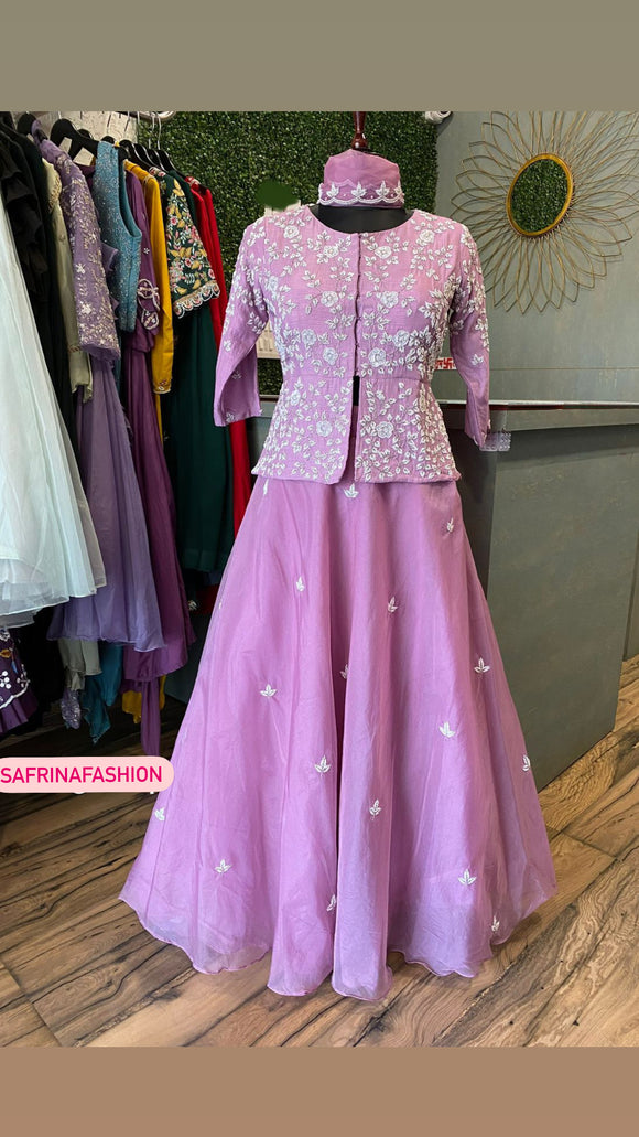 Lavender inspired peplum styled indowestern dress