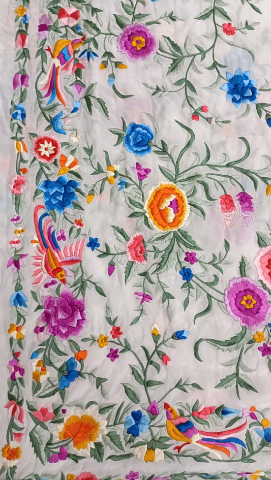 Suvedha crepe Parsi gara saree - Saffronfashionindia