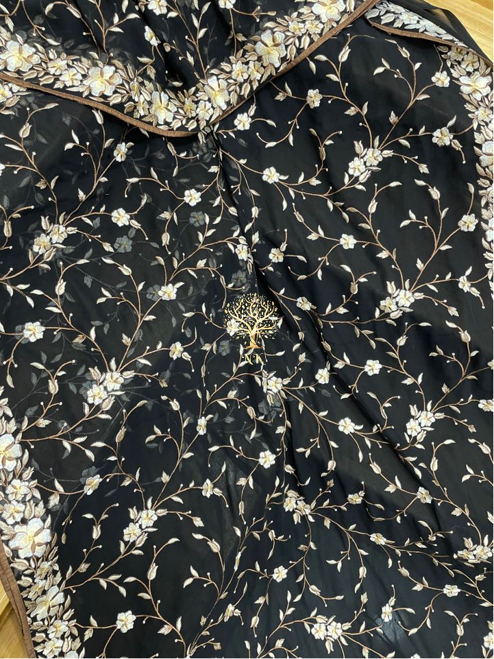 Floral inspired Parsi saree - Saffronfashionindia