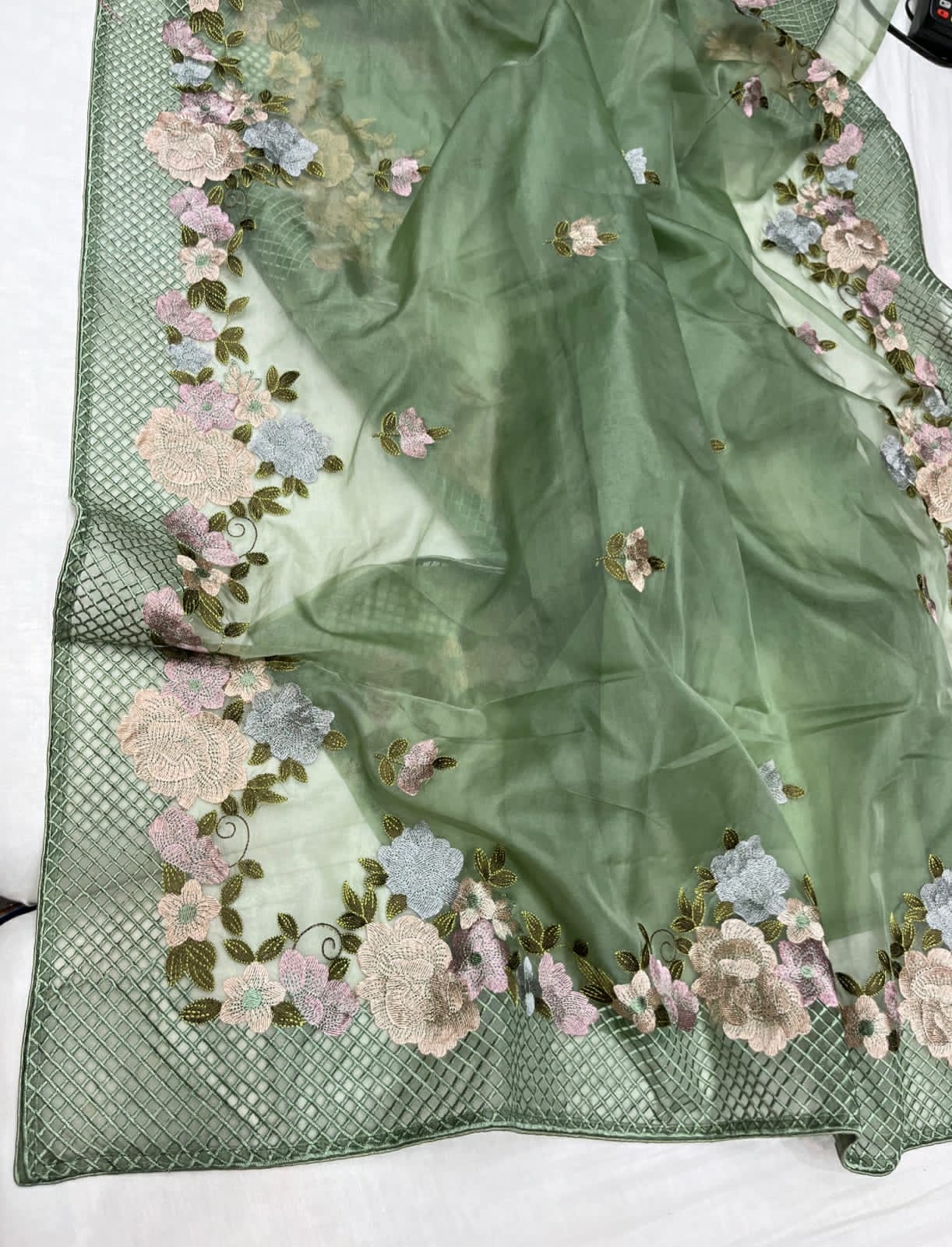 Delvia organza resham saree - Saffronfashionindia