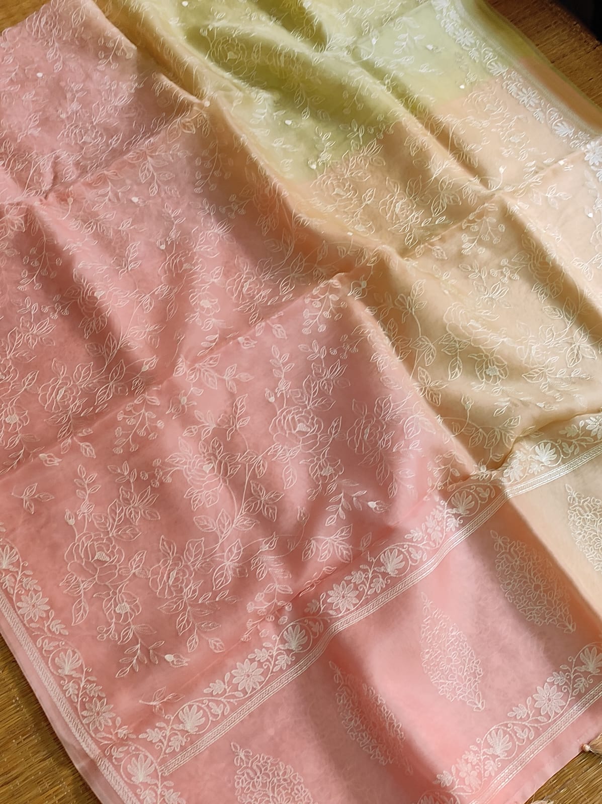 Ruchika organza Chikankari saree - Saffronfashionindia