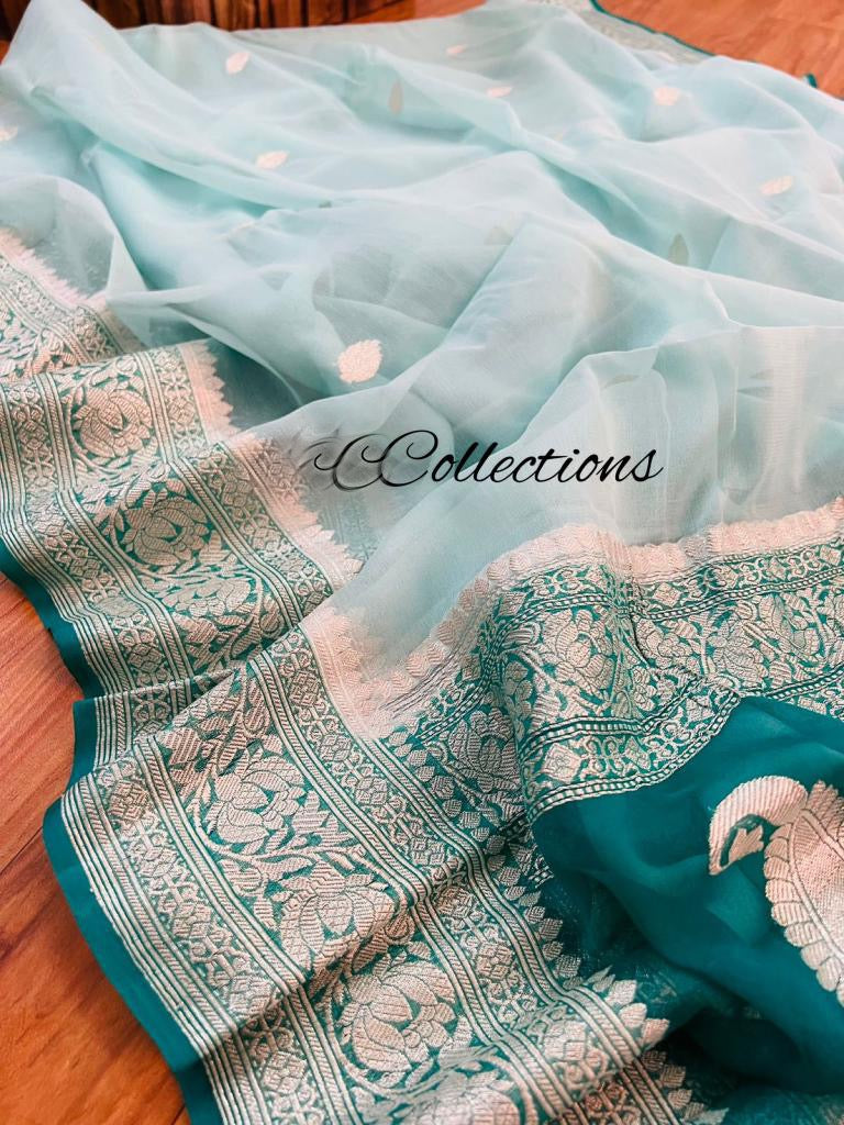 Lachika Banarsi handwoven chiffon saree - Saffronfashionindia
