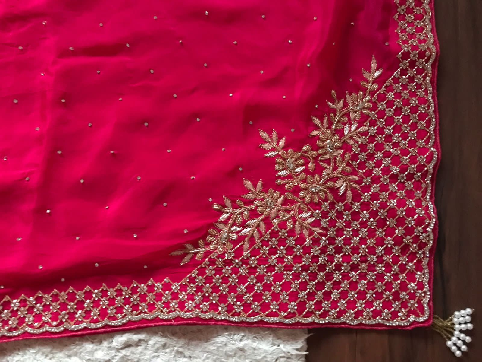 Luxury chinon inspired saree - Saffronfashionindia