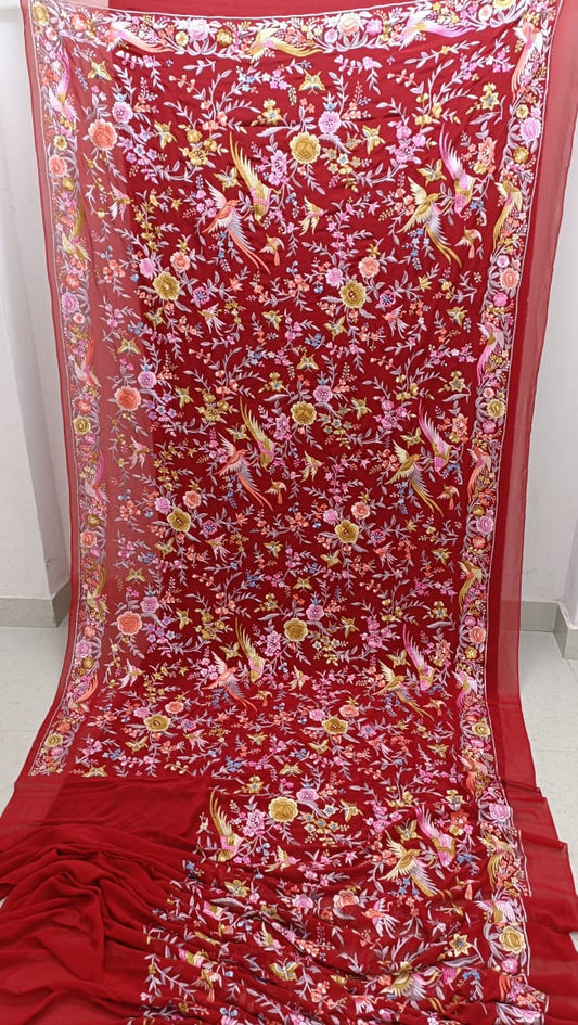 Red riding inspired Parsi saree - Saffronfashionindia