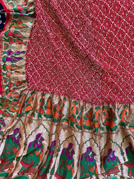 Senses Meenakari bandhani dupatta - Saffronfashionindia
