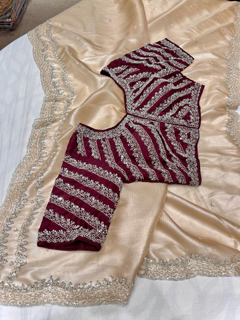 Zaiba tissue organza saree - Saffronfashionindia