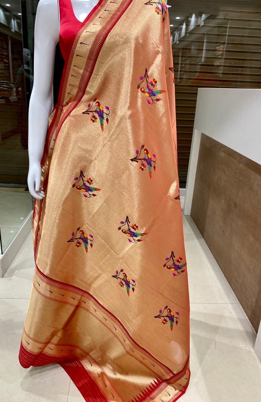 Parrot inspired zari dupatta - Saffronfashionindia