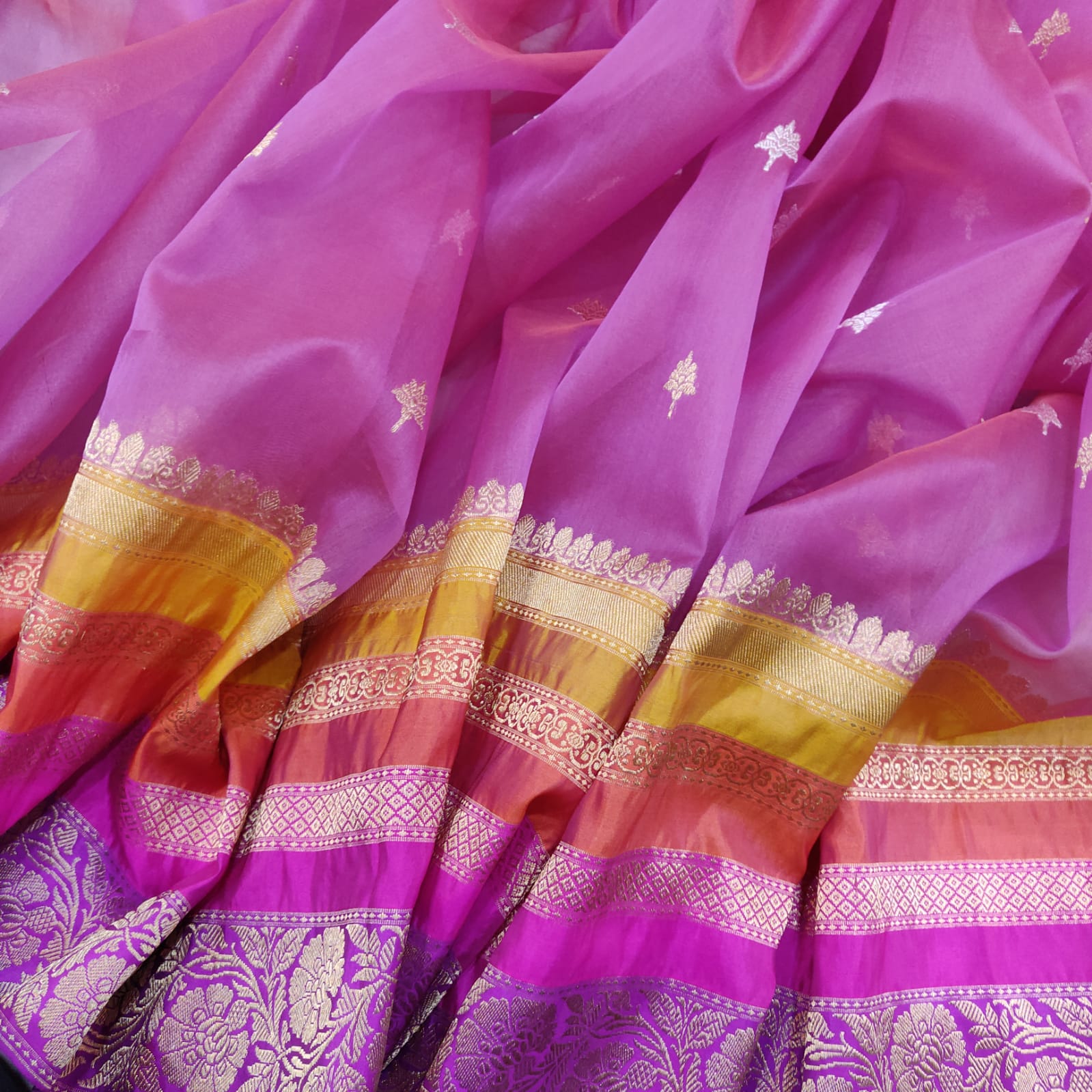 Vinisha pink kora saree - Saffronfashionindia