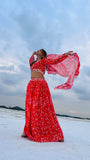 Red riding hood inspired lehengas