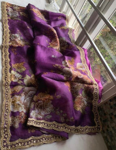 Floral purple saree