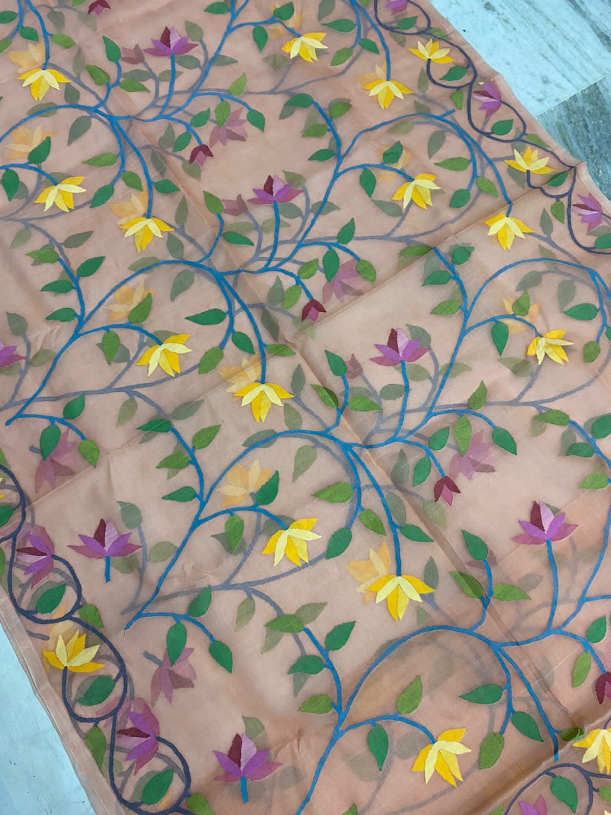 Kivara handwoven jamdani saree - Saffronfashionindia