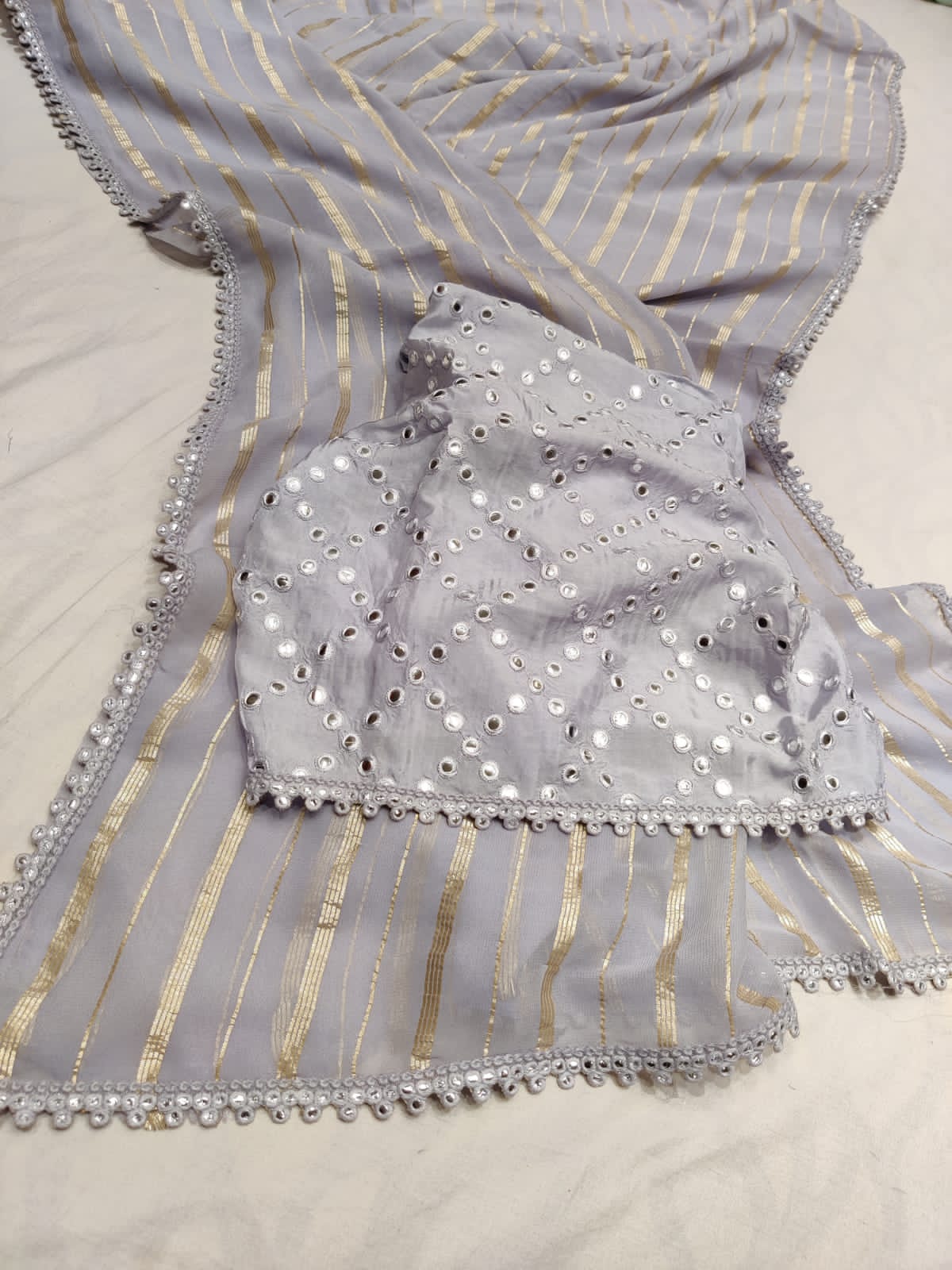 Kinash gorgette striped saree - Saffronfashionindia