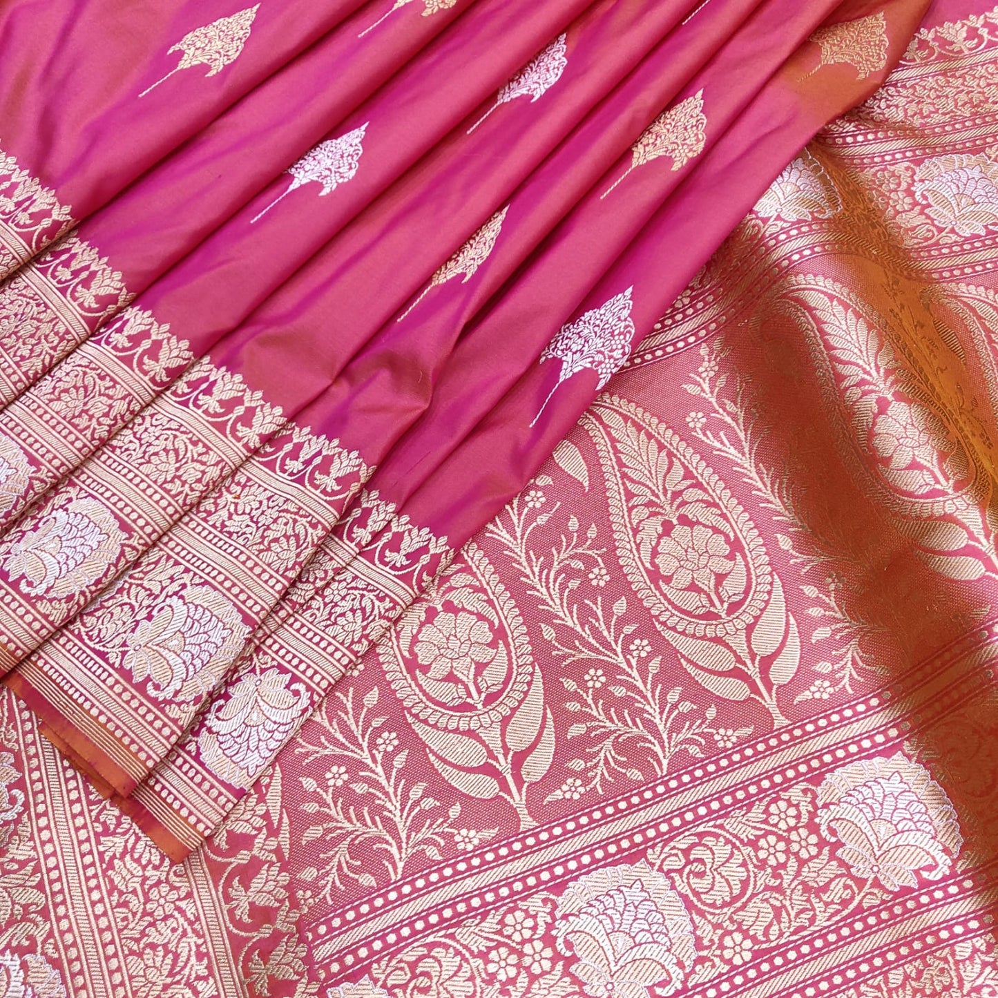 Ruby Katan silk saree - Saffronfashionindia