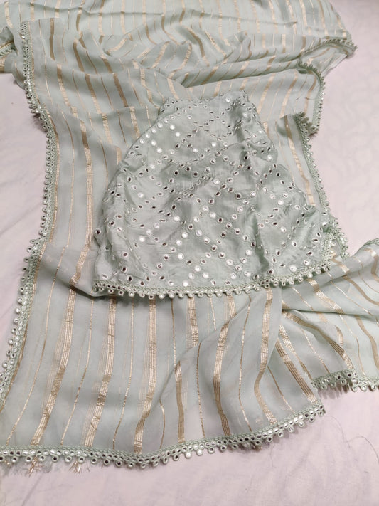 Kinash gorgette striped saree - Saffronfashionindia