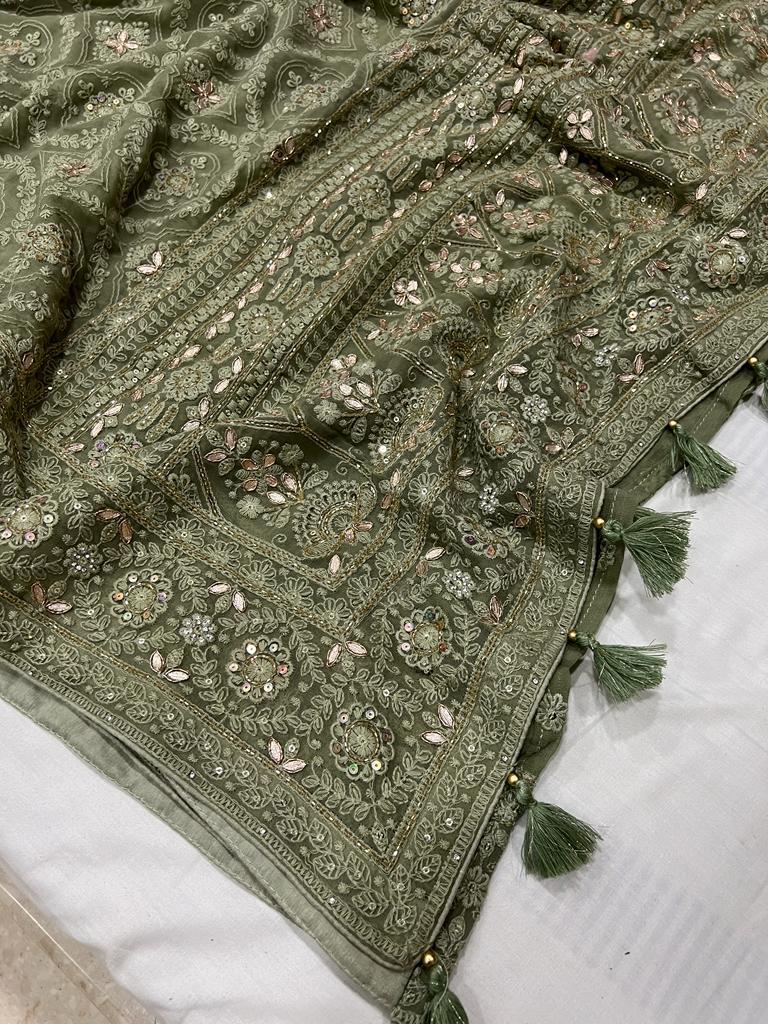 Barfi inspired Chikankari saree - Saffronfashionindia
