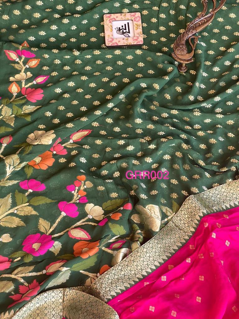 Khaddi gorgette saree - Saffronfashionindia