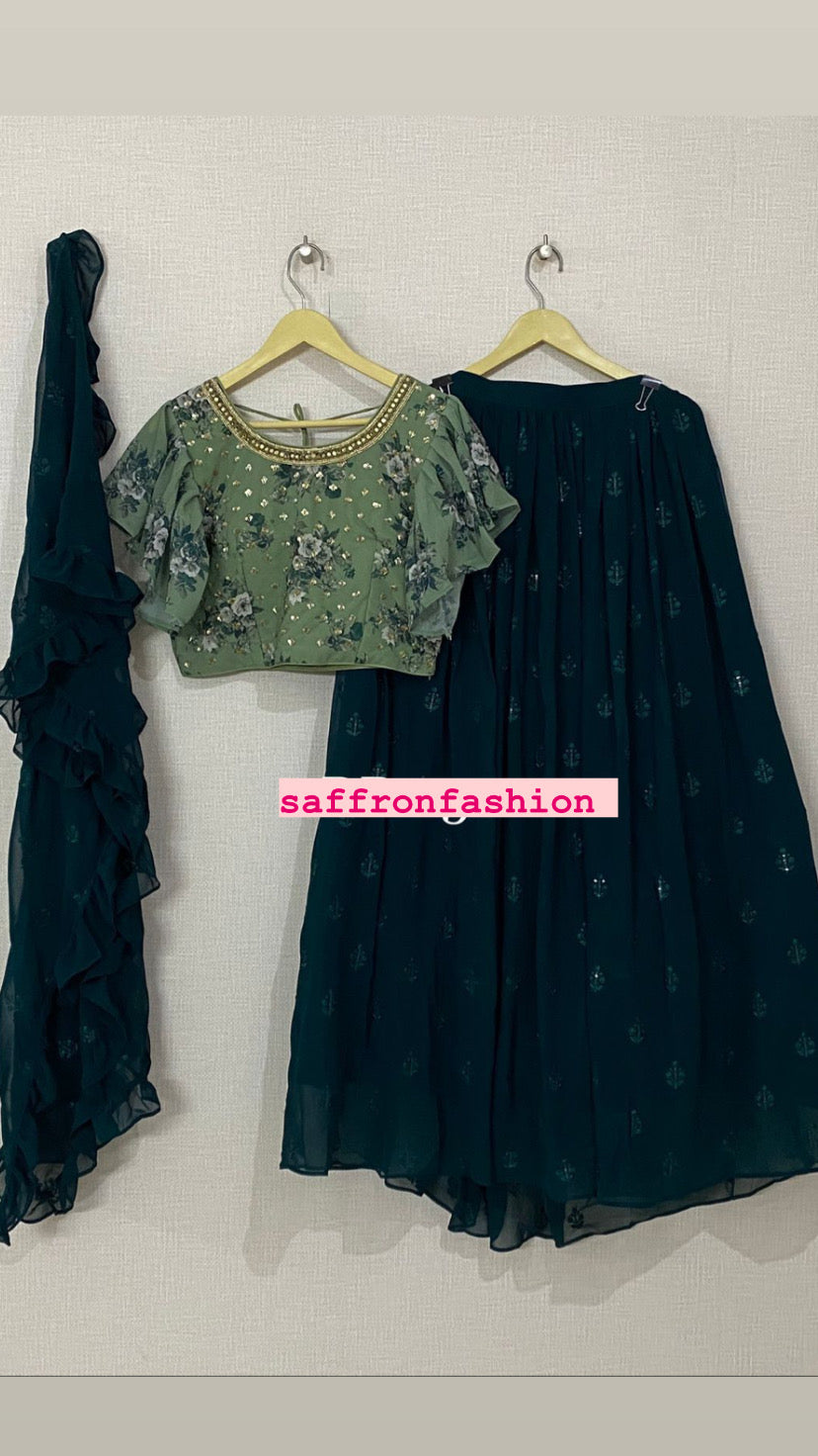 Ruffles inspired lehanga choli - Saffronfashionindia