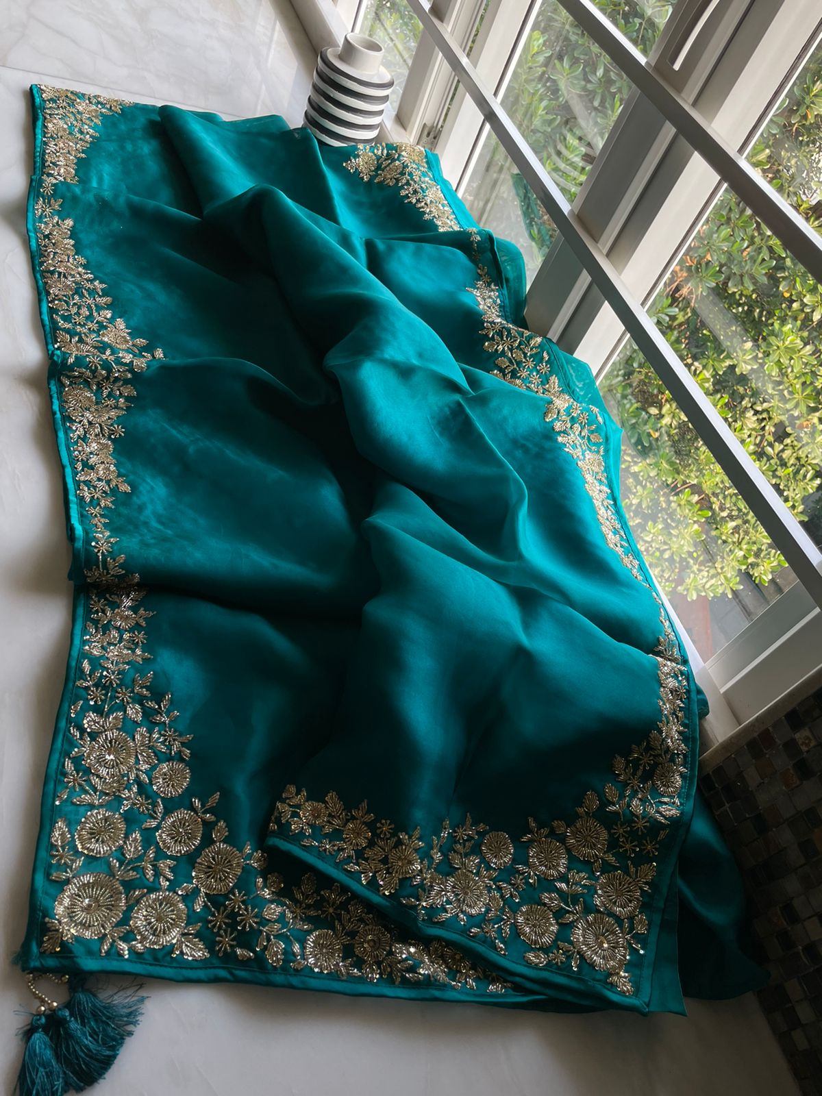 Katdana organza saree - Saffronfashionindia