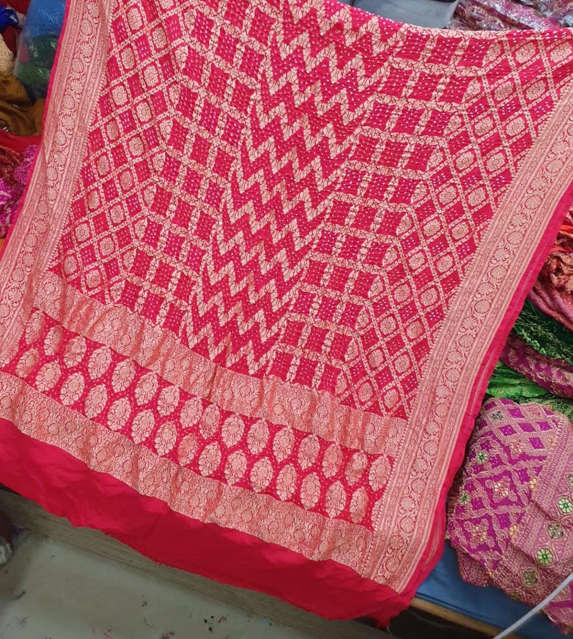 Rimili gorgette dupatta/bandhej dupatta - Saffronfashionindia