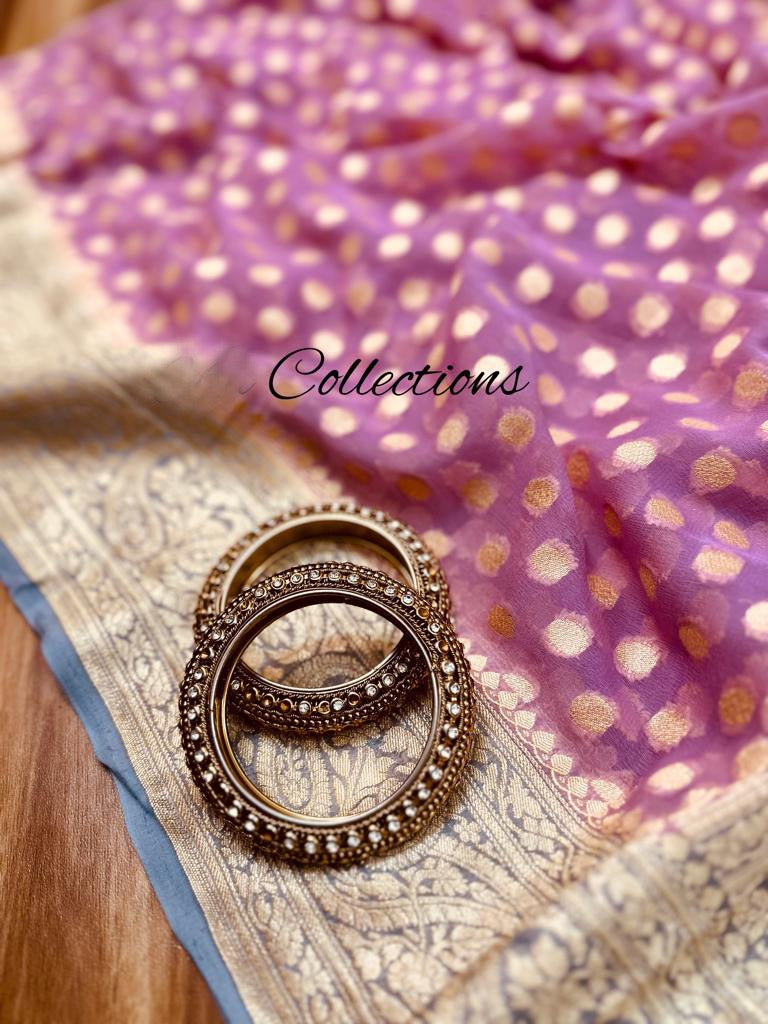 Pink Banarsi handwoven saree - Saffronfashionindia