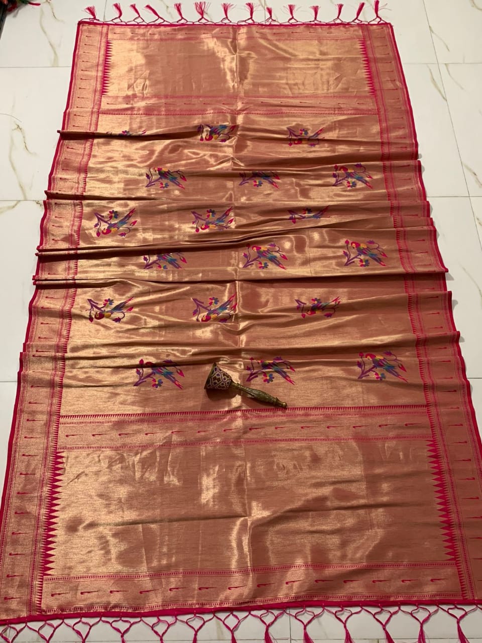 Parrot inspired zari dupatta - Saffronfashionindia