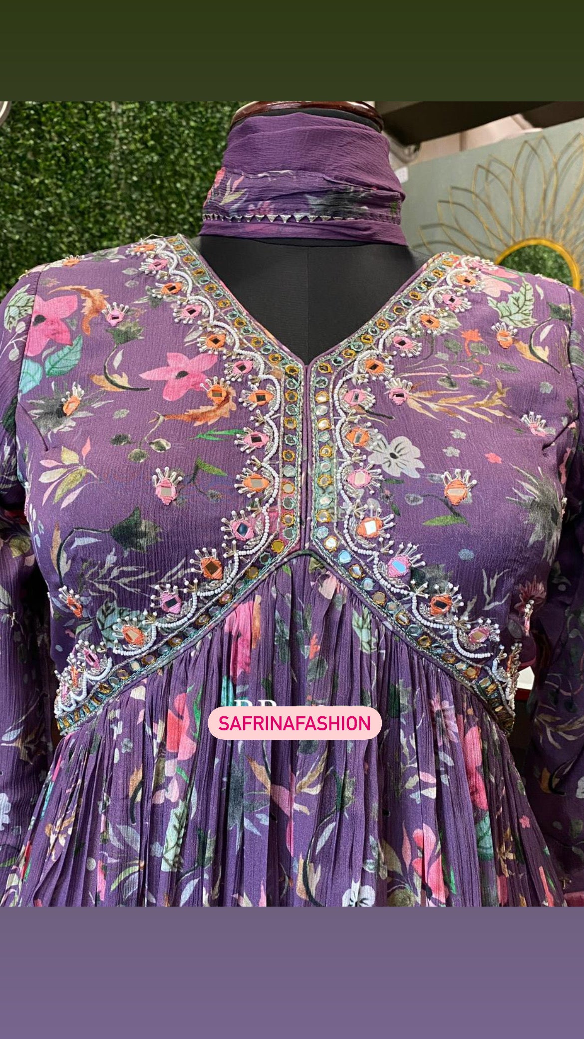 Lavender printed kurta dress women dress - Saffronfashionindia