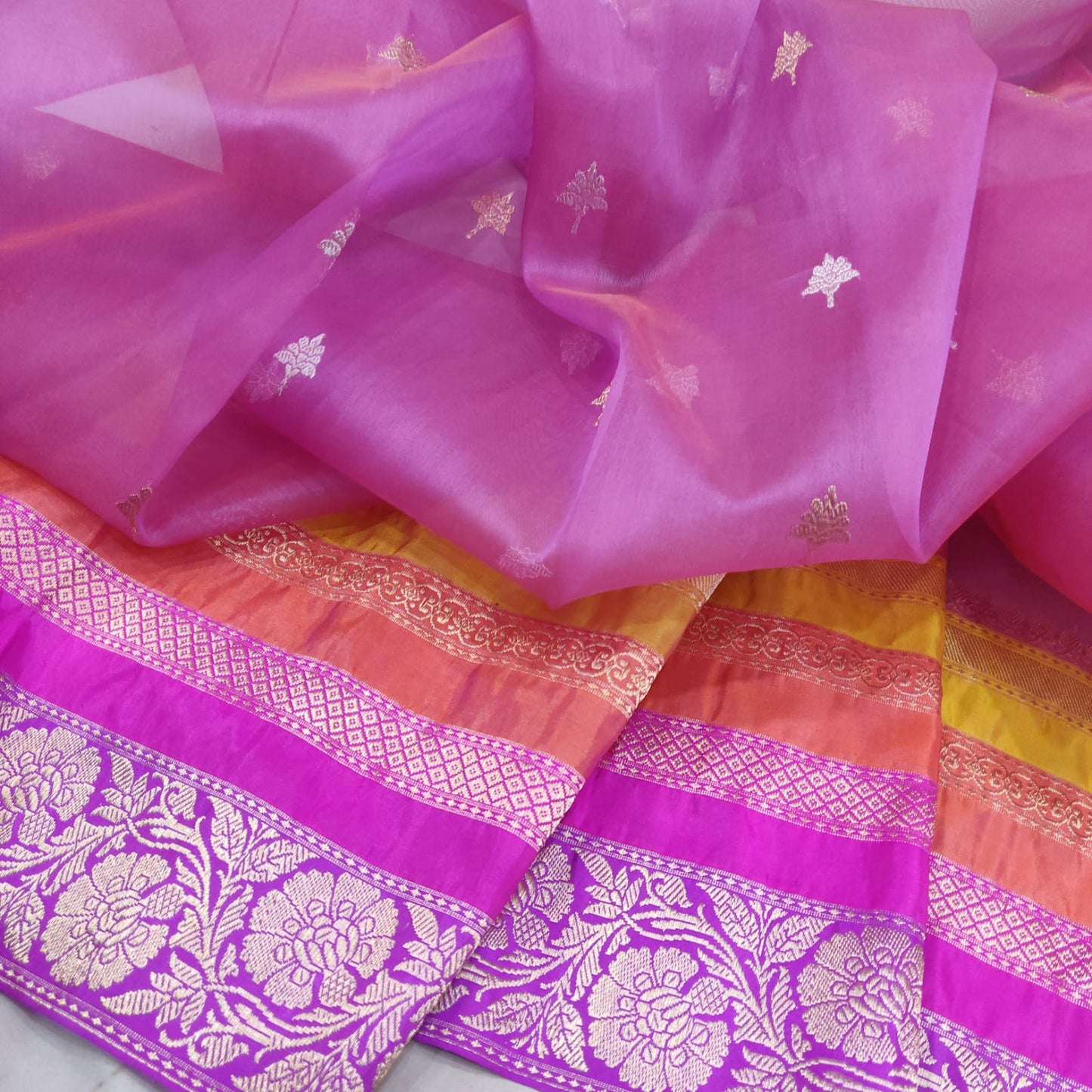 Vinisha pink kora saree - Saffronfashionindia