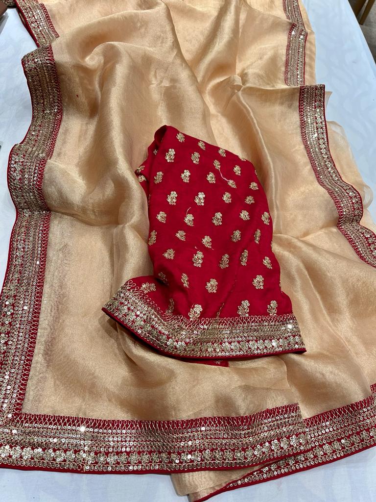 Kalki tissue organza saree - Saffronfashionindia