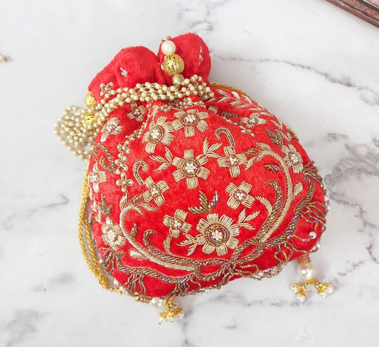 Embroidered potli - Saffronfashionindia