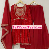 Red sharara dress