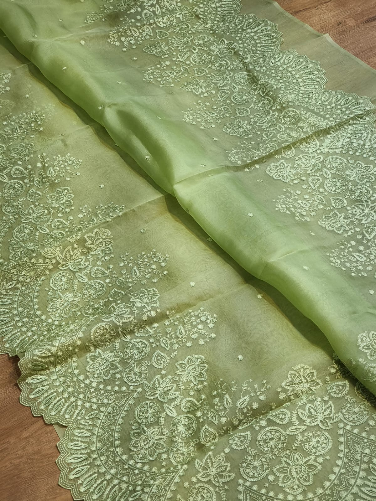 Scalloped inspired organza cutwork saree SaffronFashion