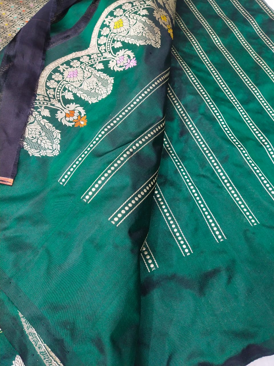 Emerald bridal Katan exclusive saree - Saffronfashionindia