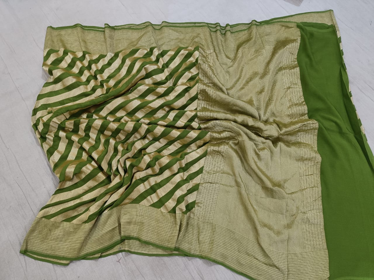 Striped lehariya gorgette chiffon saree - Saffronfashionindia