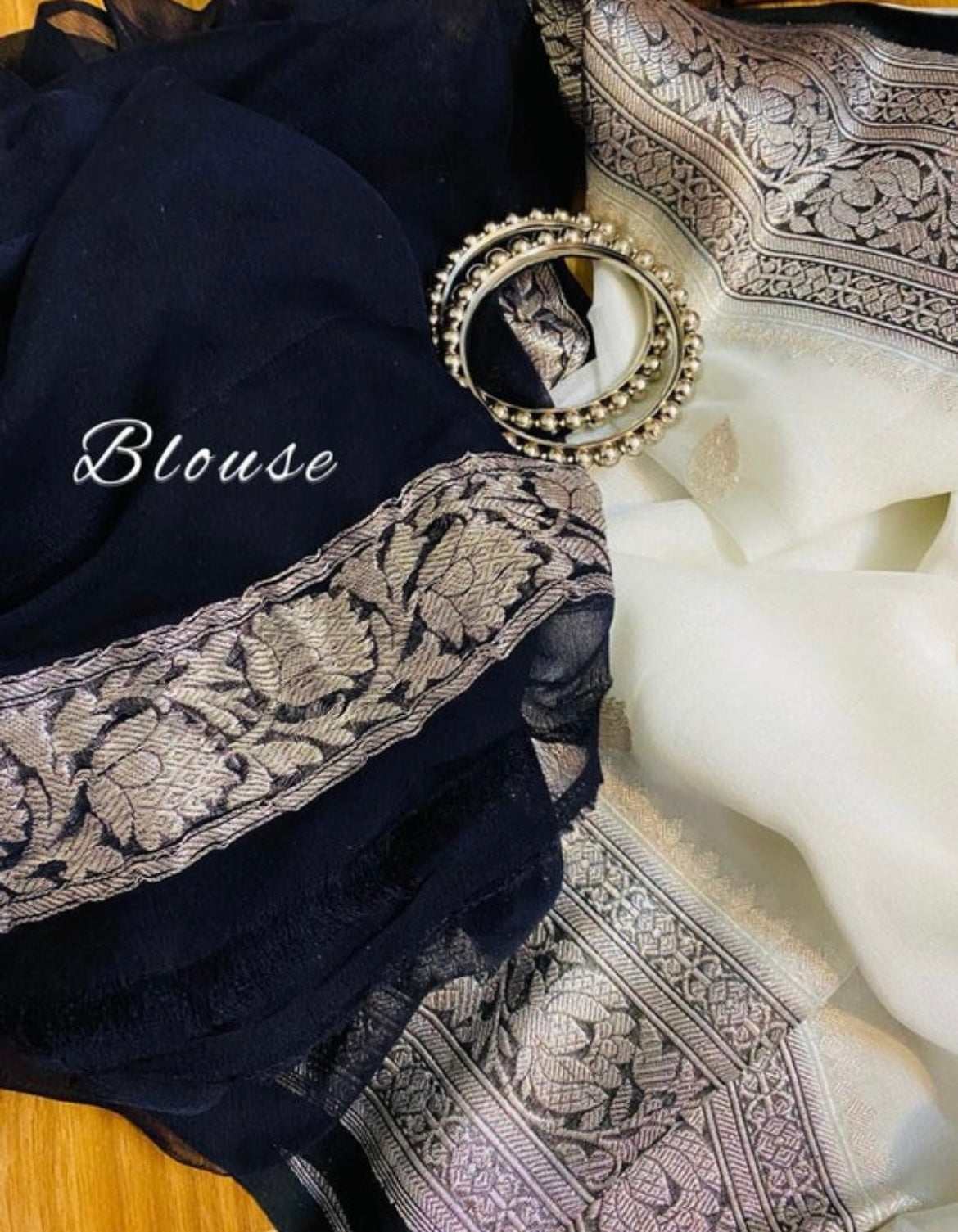 Banarsi handwoven chiffon saree - Saffronfashionindia