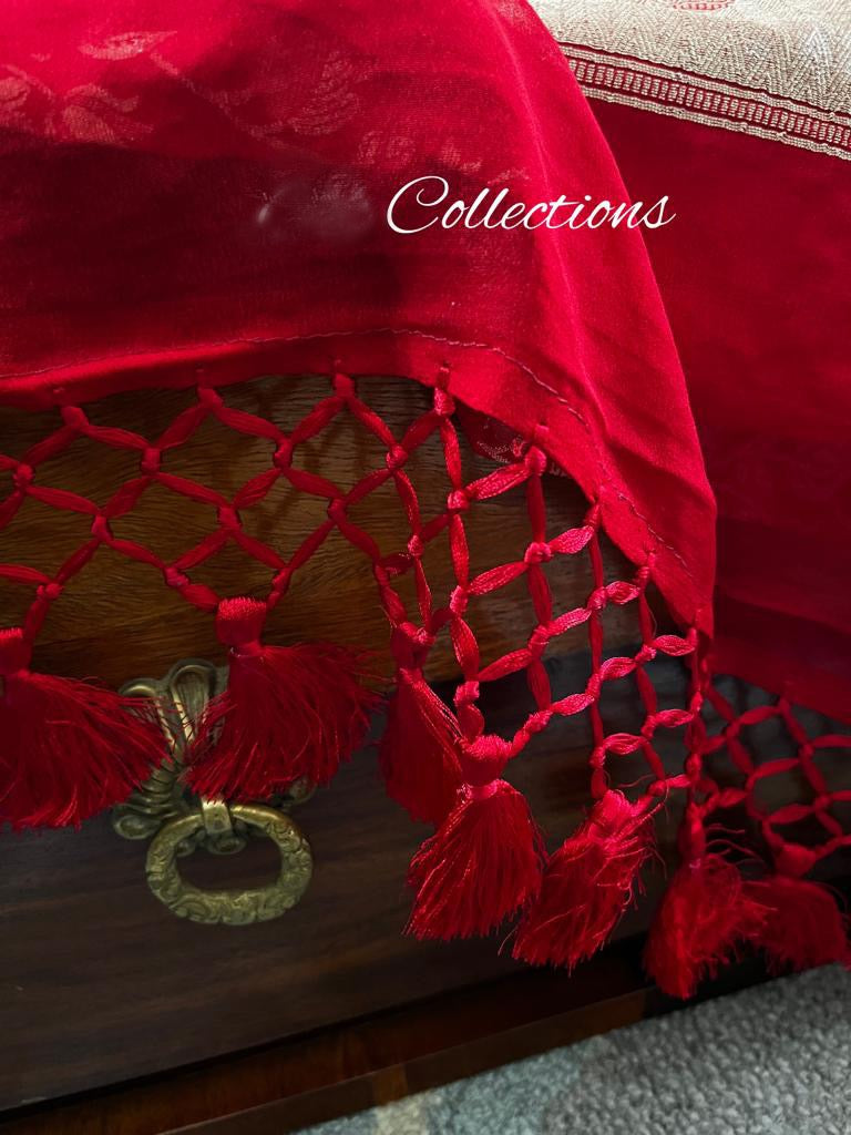 Leela red Banarsi weave saree - Saffronfashionindia
