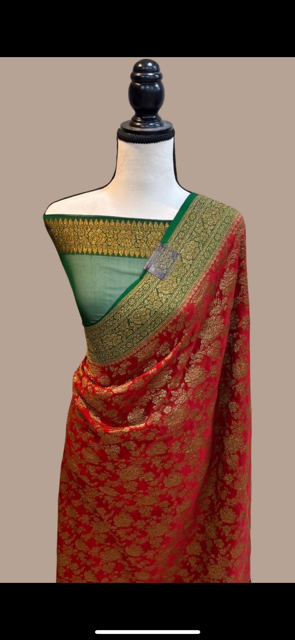 Avera khaddi gorgette saree - Saffronfashionindia