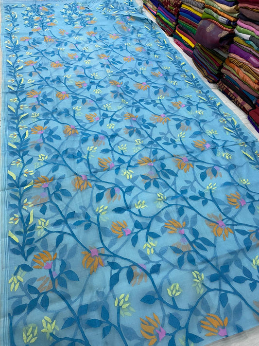 Ninja jamdani saree premium Tantuj saree Indian wedding sarees SaffronFashion