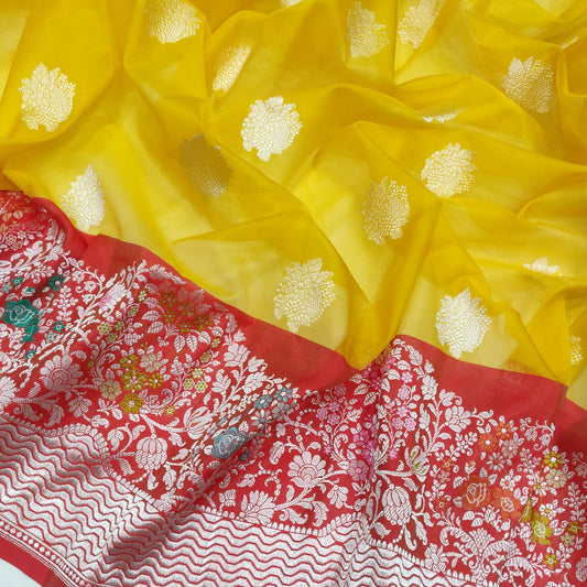 Radhe Meenakari Katan exclusive silk sari - Saffronfashionindia