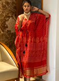 Red premium gajji silk kaftan