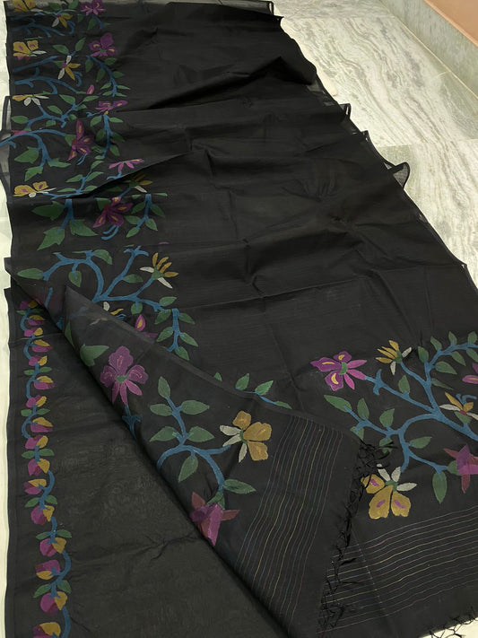 Aarvi tantuj Jamdani saree Tantuj saree women sarees SaffronFashion