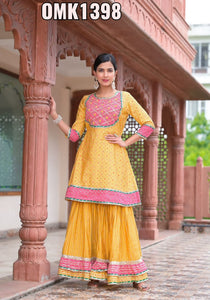 Yellow Kurti sharara dress