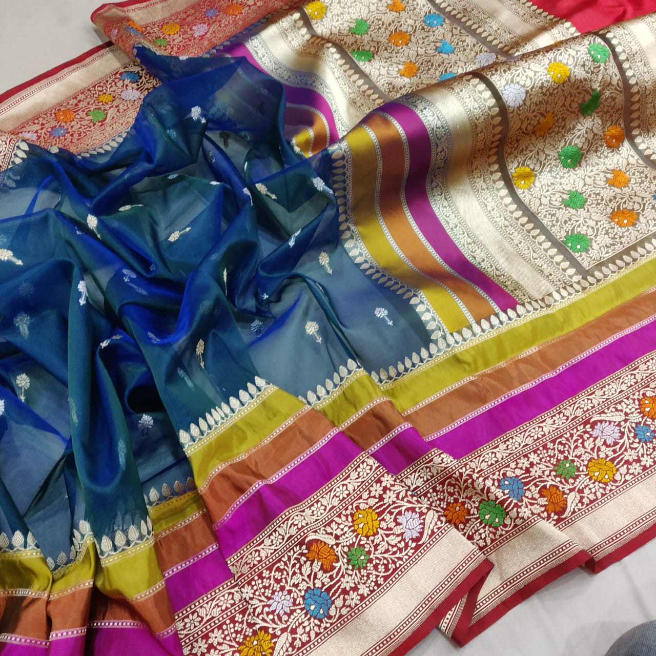 Sona rupa kadwa kora saree - Saffronfashionindia