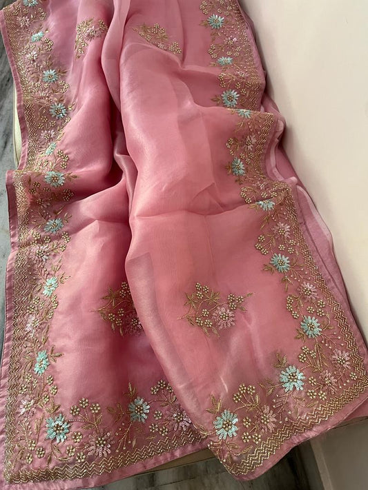 Mishika organza saree - Saffronfashionindia