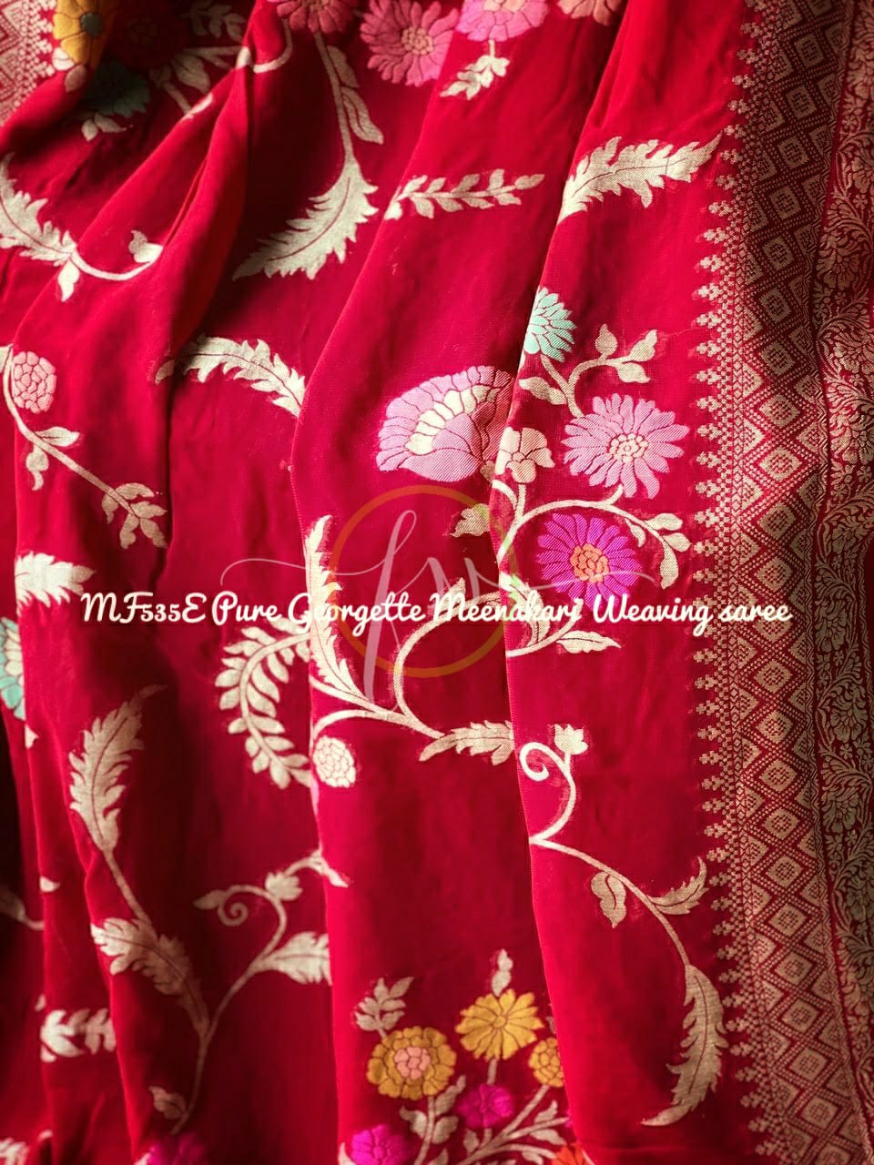 Floral beautiful Meenakari saree - Saffronfashionindia