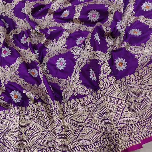 Royal Katan kadwa Meenakari saree - Saffronfashionindia