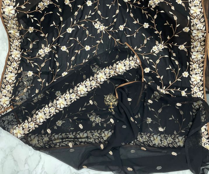 Floral inspired Parsi saree - Saffronfashionindia