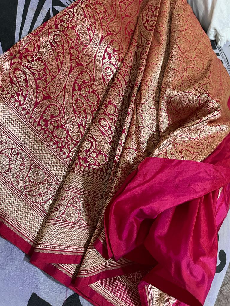 Rashri weaved Katan Banarsi saree - Saffronfashionindia