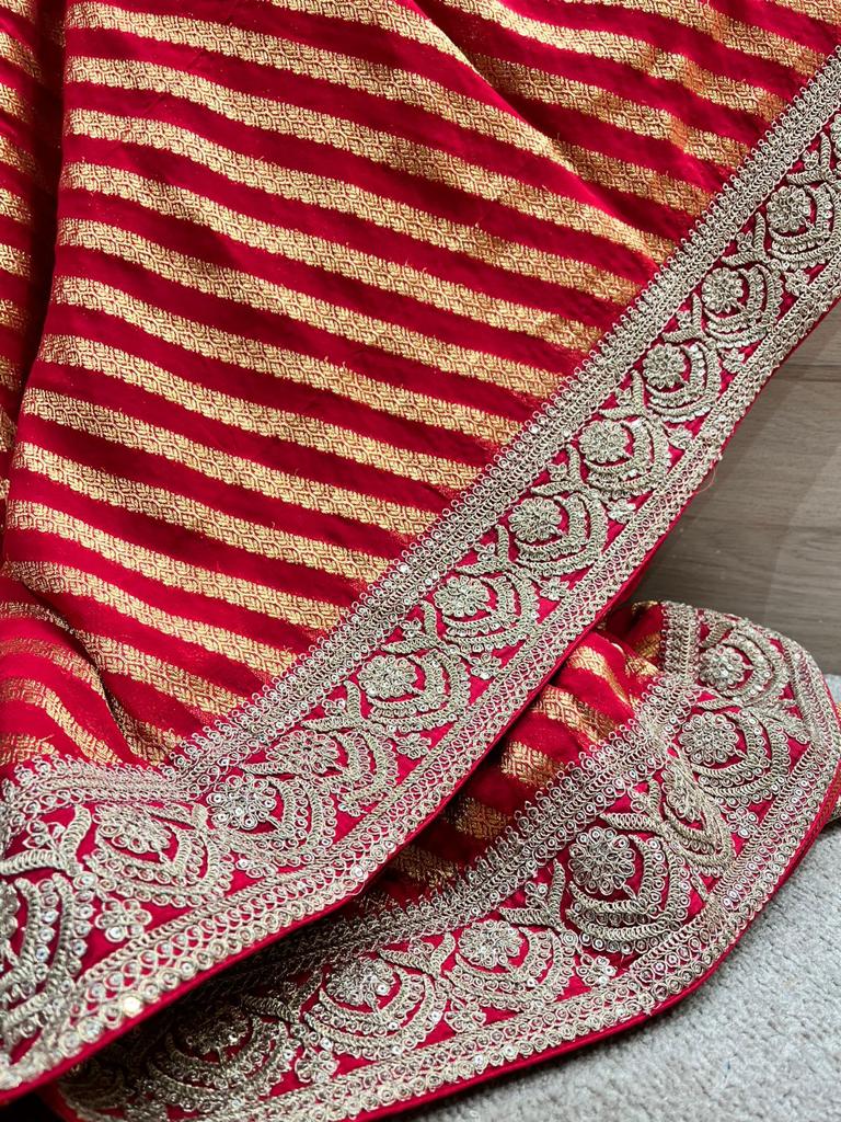 Lehariya inspired khaddi gorgette saree - Saffronfashionindia